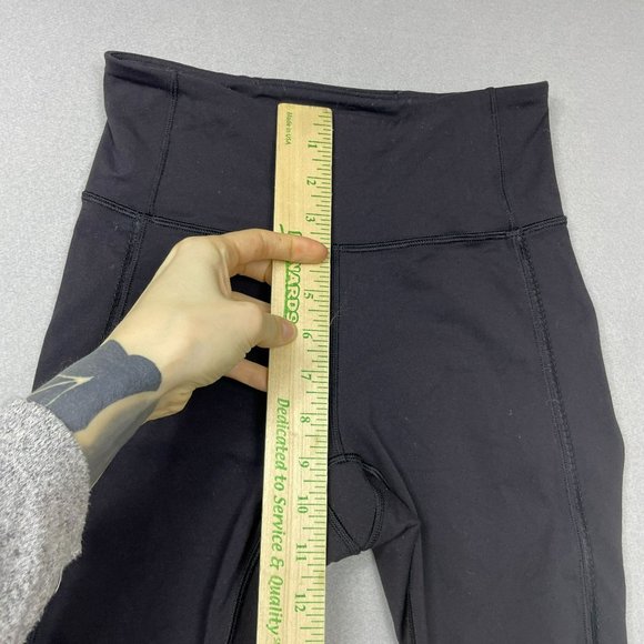 Lululemon Mesh Calf 21" Deep Breath Crop Leggings Size 4 Solid Black Gym Running - Picture 5 of 12